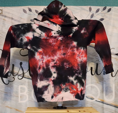 Youth Red and black tie dye hoodie