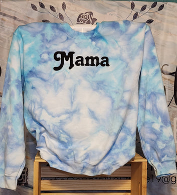 Mama baby blue tie dye crewneck